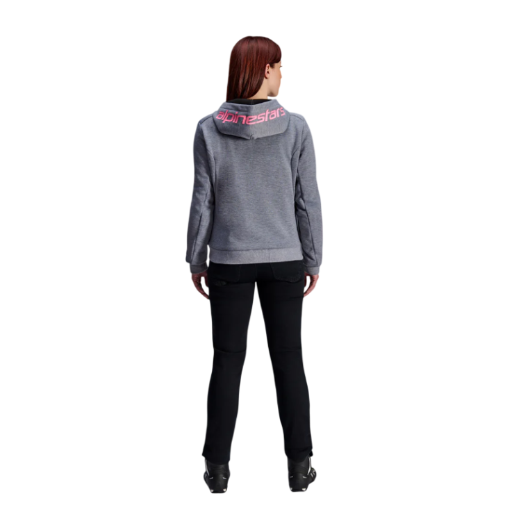 STELLA CHROME V2 SPORT HOODIE GRAY HEATHER PINK FLUO  | ALPINESTARS