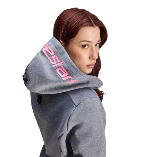 STELLA CHROME V2 SPORT HOODIE GRAY HEATHER PINK FLUO  | ALPINESTARS