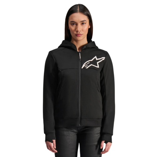 STELLA CHROME V2 SPORT HOODIE BLACK WHITE  | ALPINESTARS