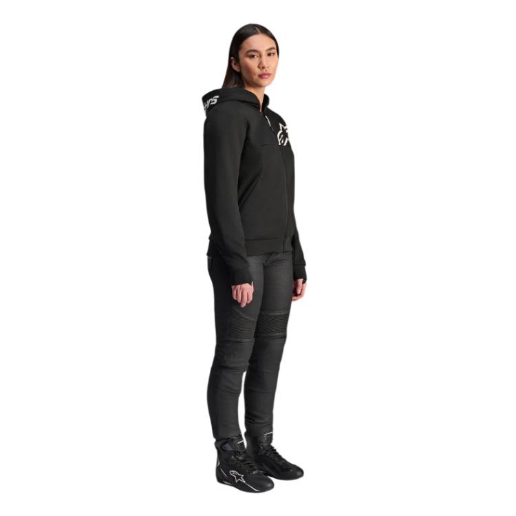 STELLA CHROME V2 SPORT HOODIE BLACK WHITE  | ALPINESTARS