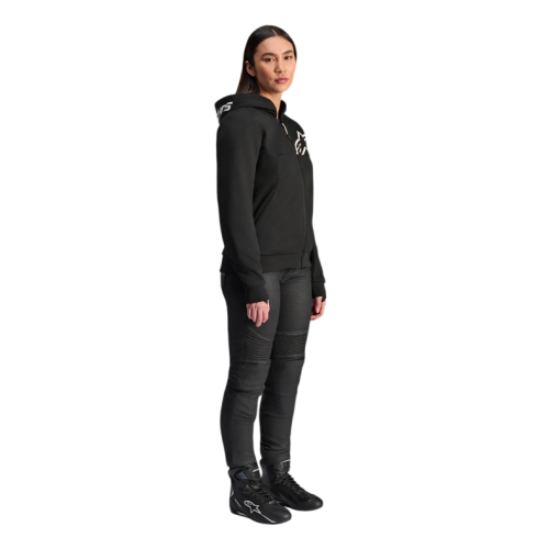 STELLA CHROME V2 SPORT HOODIE BLACK WHITE  | ALPINESTARS