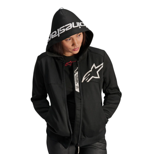 STELLA CHROME V2 SPORT HOODIE BLACK WHITE  | ALPINESTARS