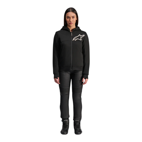 STELLA CHROME V2 SPORT HOODIE BLACK WHITE  | ALPINESTARS