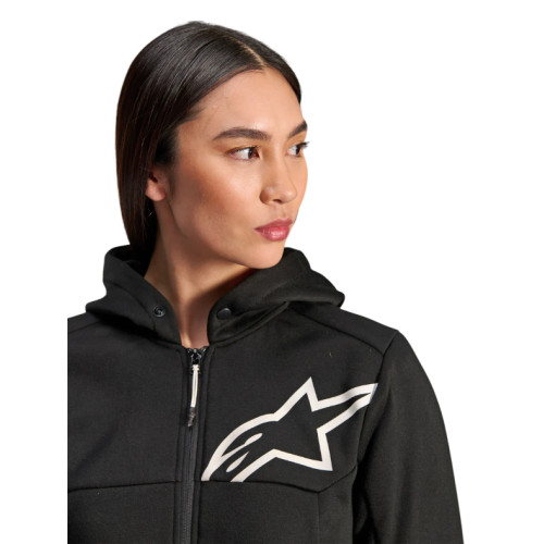 STELLA CHROME V2 SPORT HOODIE BLACK WHITE  | ALPINESTARS