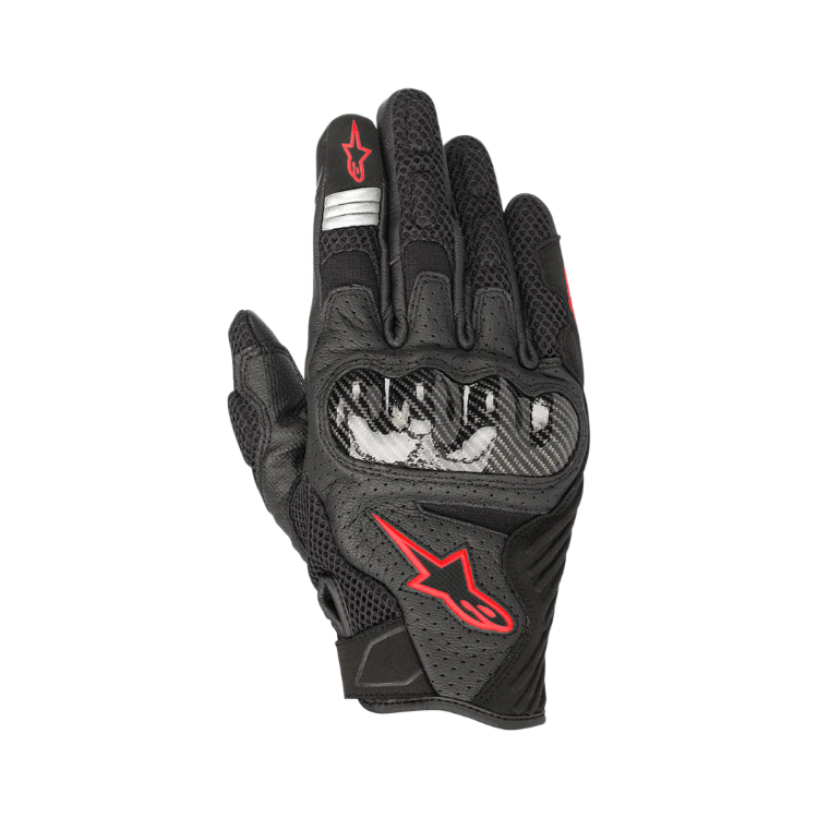 SMX-1 AIR V2 GLOVES BLACK RED FLUO | ALPINESTARS