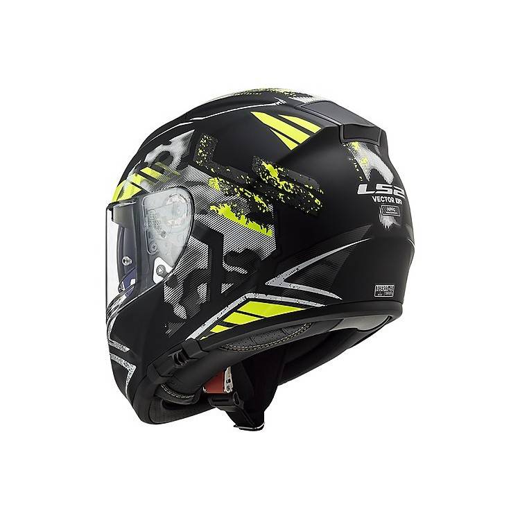 CASCO INTEGRALE LS2 FF397 VECTOR FT2 STENCIL BLACK H-V YELLO