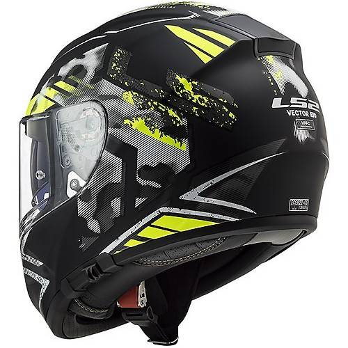 CASCO INTEGRALE LS2 FF397 VECTOR FT2 STENCIL BLACK H-V YELLO