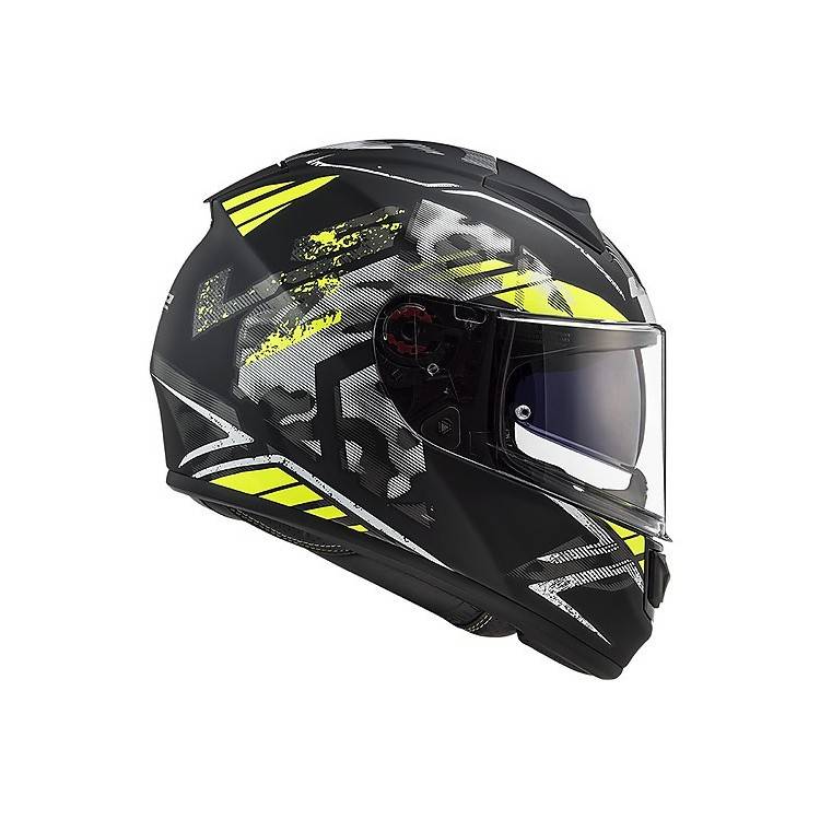 CASCO INTEGRALE LS2 FF397 VECTOR FT2 STENCIL BLACK H-V YELLO