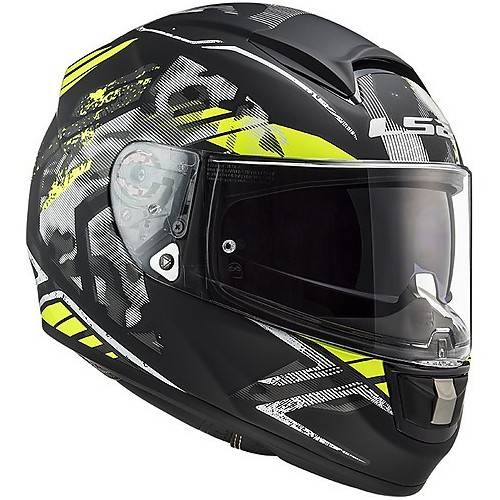 CASCO INTEGRALE LS2 FF397 VECTOR FT2 STENCIL BLACK H-V YELLO