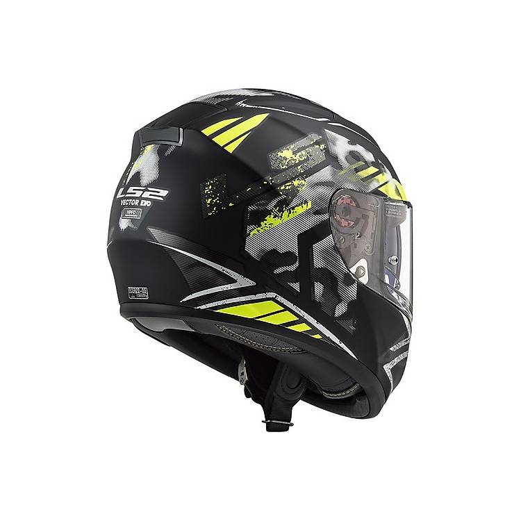 CASCO INTEGRALE LS2 FF397 VECTOR FT2 STENCIL BLACK H-V YELLO