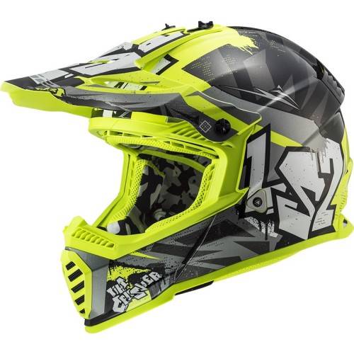 CASCO MOTOCROSS LS2 MX437 FAST EVO MINI CRUSHER BLACK YELLOW