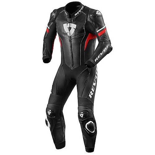 TUTA INTERA IN PELLE   HYPERSPEED 1PC NERO ROSSO REV'IT