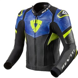 GIUBBOTTO MOTO IN PELLE   HYPERSPEED PRO NERO BLU REV'IT