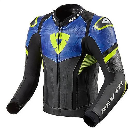 GIUBBOTTO MOTO IN PELLE   HYPERSPEED PRO NERO BLU REV'IT