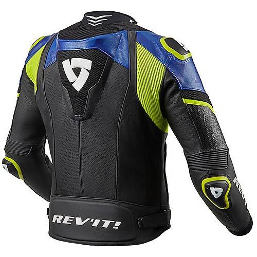GIUBBOTTO MOTO IN PELLE   HYPERSPEED PRO NERO BLU REV'IT
