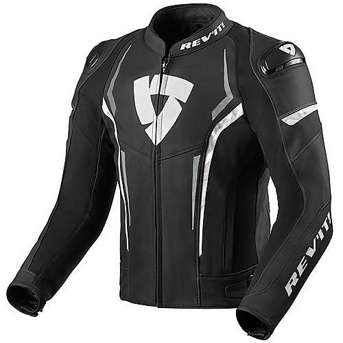 GIUBBOTTO MOTO IN PELLE GLIDE NERO BIANCO REV'IT