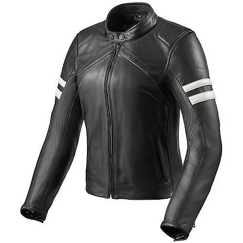 GIUBBOTTO MOTO DONNA IN PELLE MERIDIAN LADIES NERO BIANCO REV'IT