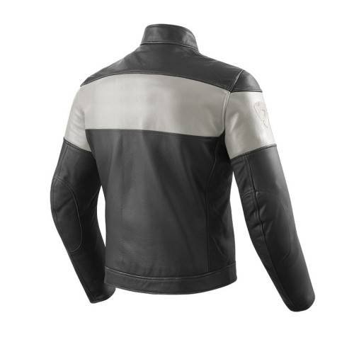 GIACCA MOTO IN PELLE NOVA VINTAGE NERO BIANCO REV'IT