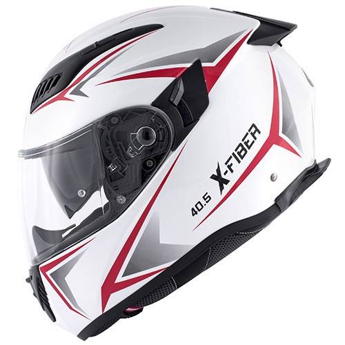CASCO INTEGRALE GIVI 40.5 X-FIBER IN FIBRA BIANCO LUCIDO ROSSO