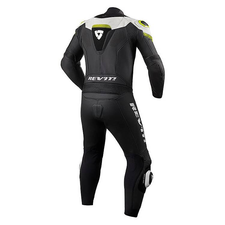 Tuta Intera in Pelle Prof. ARGON Nero Giallo Neon | Rev'It