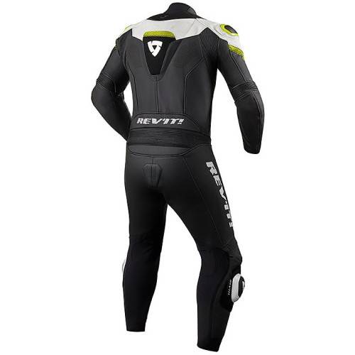 Tuta Intera in Pelle Prof. ARGON Nero Giallo Neon | Rev'It