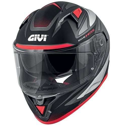 Casco integrale Givi 50.6 STOCCARDA FOLLOW Titanio opaco argento rosso